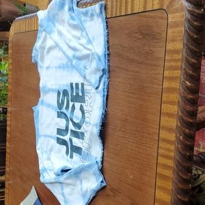 Justice girls tie dyed blue cropped sweatshirt